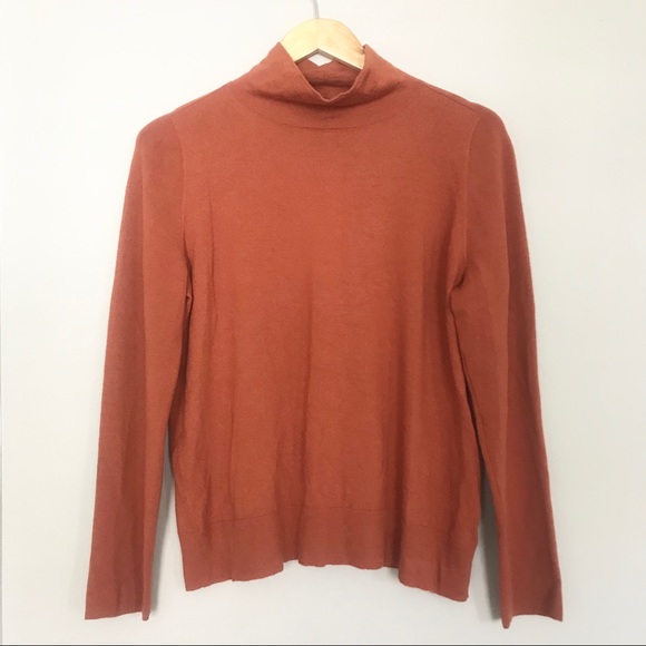 Lafayette 148 New York Tops - Lafayette 148 New York Rust Mock Neck Wool Sweater